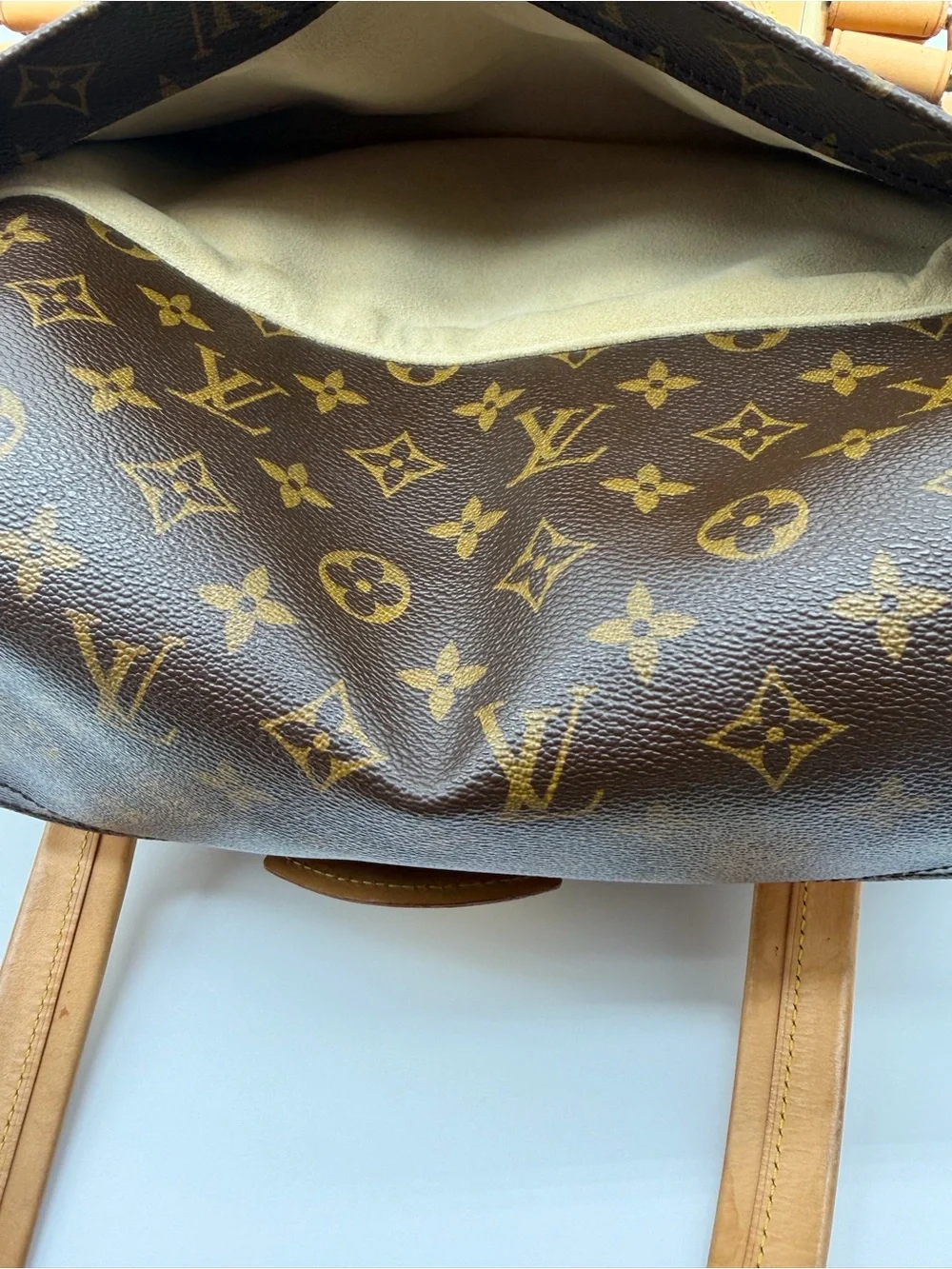 Louis Vuitton Beverly Brown Monogram Satchel with Tan Leather Trim